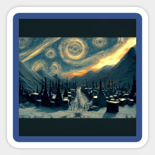 Starry Night Over Hogsmeade Village Sticker